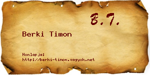 Berki Timon névjegykártya